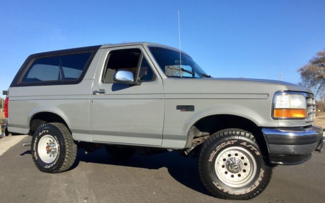 Silver 1992 Ford Bronco SUV with grey interior