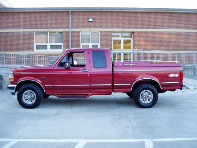 Red 1992 Ford F-150 Extended Cab Pickup with Red interior