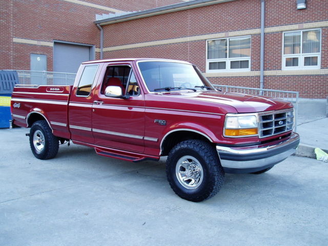 Red 1992 Ford F-150 Extended Cab Pickup with Red interior