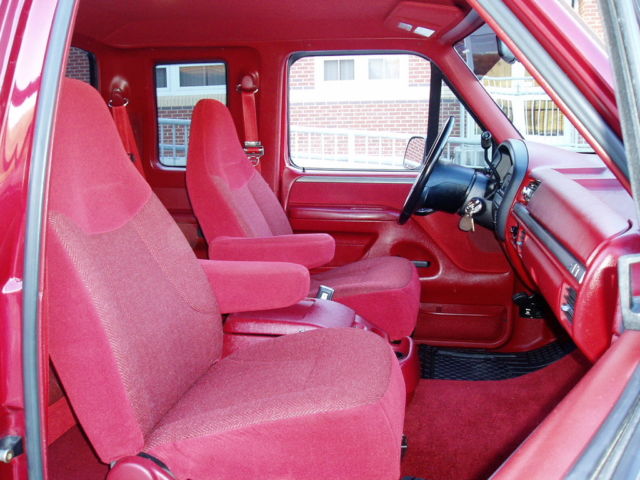 Red 1992 Ford F-150 Extended Cab Pickup with Red interior