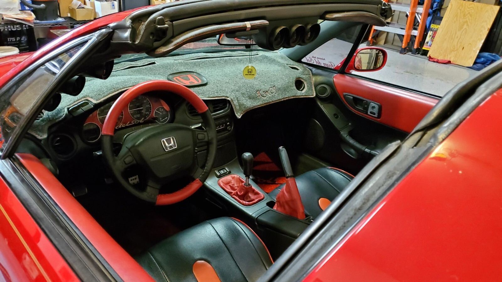 Red 1993 Honda Civic Convertible with Red/Black interior