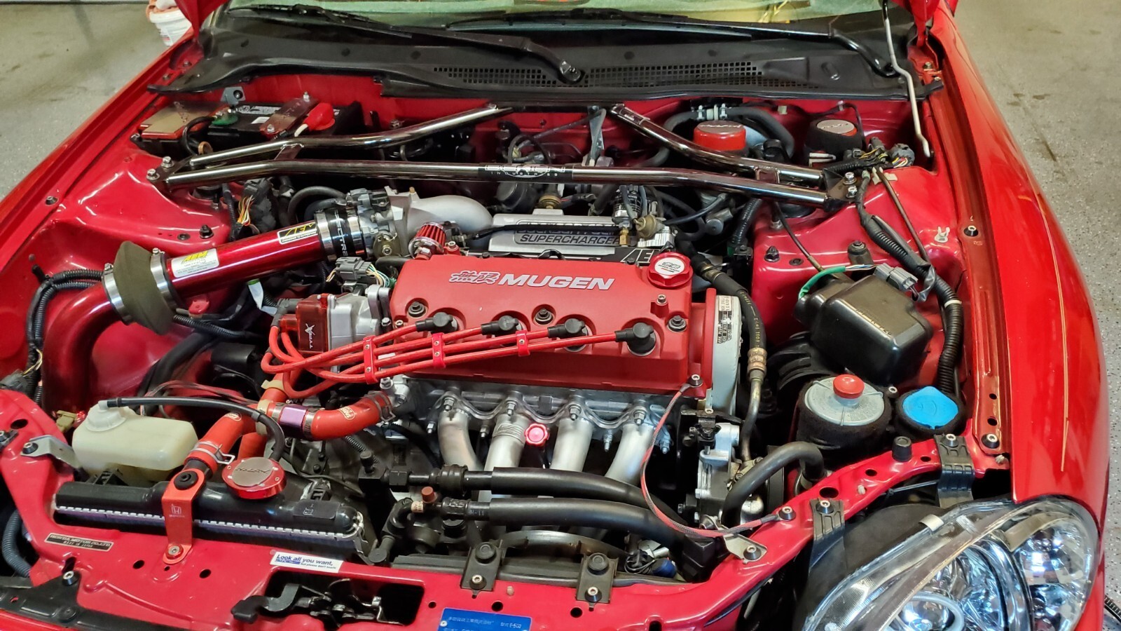 Red 1993 Honda Civic Convertible with Red/Black interior