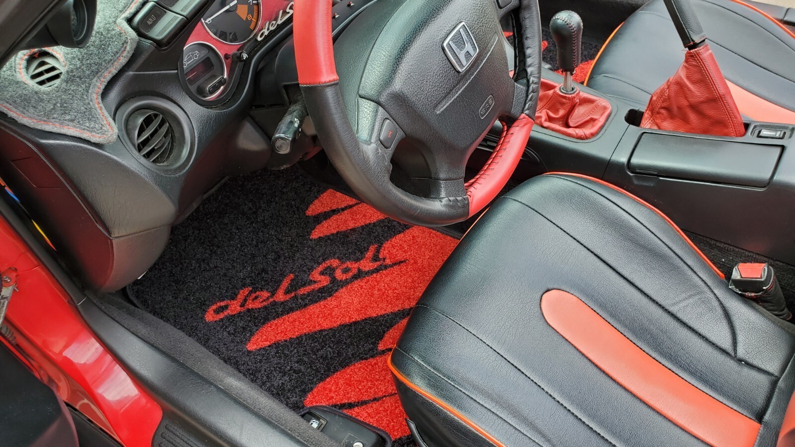 Red 1993 Honda Civic Convertible with Red/Black interior