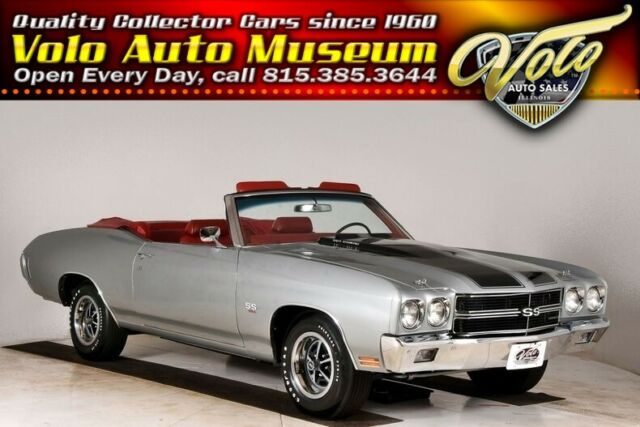 Silver 1970 Chevrolet Chevelle Convertible with Red interior