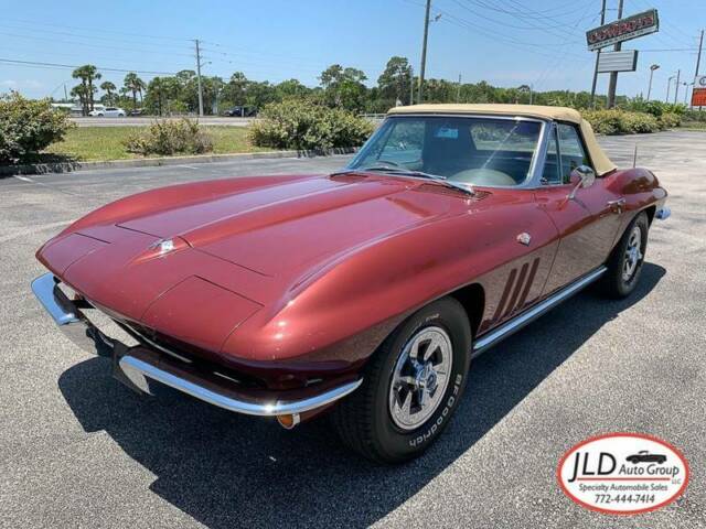 Maroon 1965 Chevrolet Corvette Convertible with Tan interior