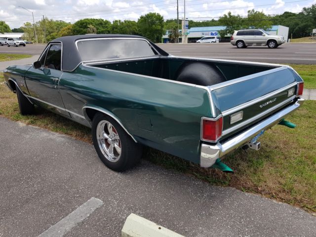 Green 1972 Chevrolet El Camino Coupe with Black interior