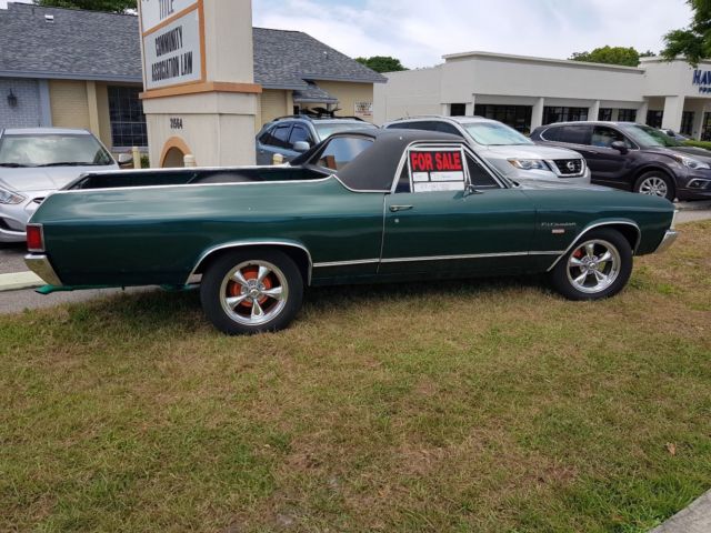Green 1972 Chevrolet El Camino Coupe with Black interior