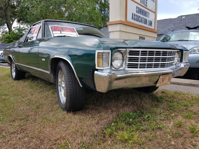 Green 1972 Chevrolet El Camino Coupe with Black interior