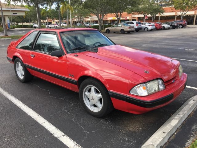 Red 1990 Ford Mustang Coupe with Gray interior