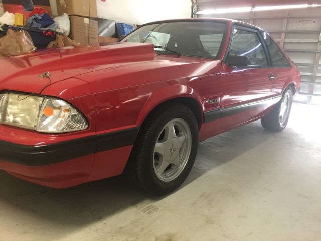 Red 1990 Ford Mustang Coupe with Gray interior