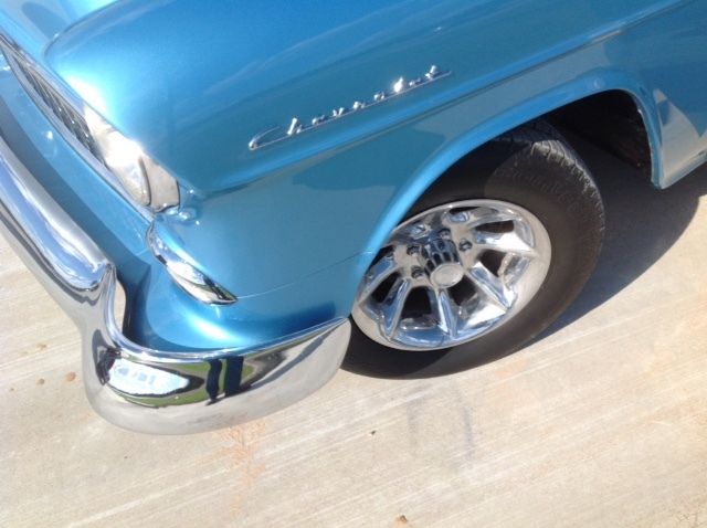 Blue and White 1955 Chevrolet Bel Air/150/210 Coupe with Blue interior
