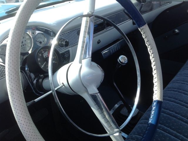 Blue and White 1955 Chevrolet Bel Air/150/210 Coupe with Blue interior