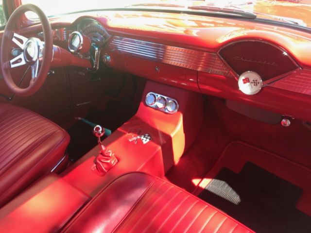 Red / white 1955 Chevrolet Bel Air/150/210 Sedan with Red interior