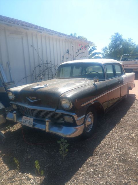 Black and White 1956 Chevrolet Bel Air/150/210 with Black interior
