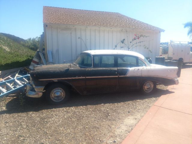 Black and White 1956 Chevrolet Bel Air/150/210 with Black interior