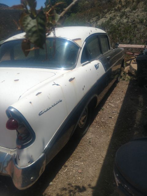 Black and White 1956 Chevrolet Bel Air/150/210 with Black interior