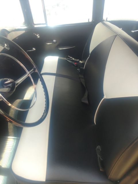 Black and White 1956 Chevrolet Bel Air/150/210 with Black interior