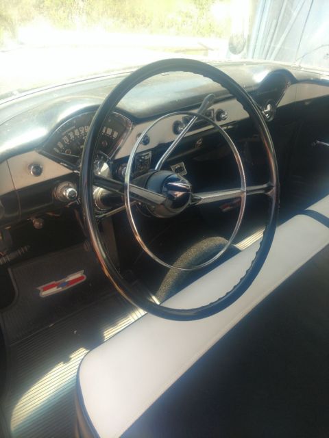Black and White 1956 Chevrolet Bel Air/150/210 with Black interior