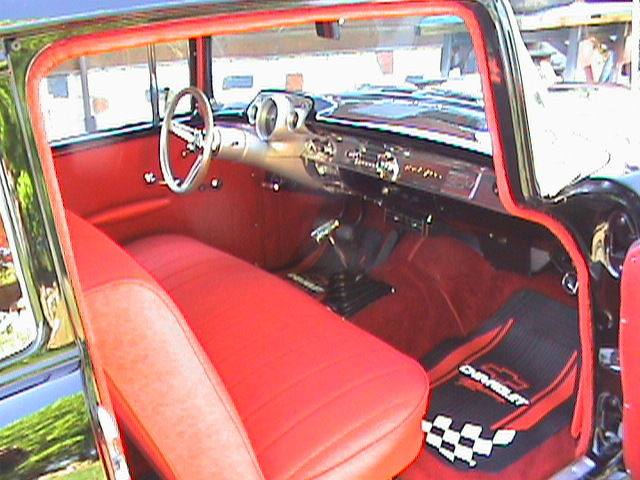 Black and Grey 1957 Chevrolet Bel Air/150/210 2 door post with Red interior