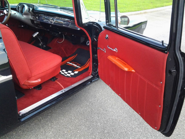 Black and Grey 1957 Chevrolet Bel Air/150/210 2 door post with Red interior