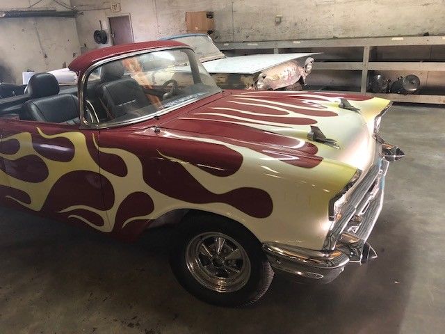 Red 1957 Chevrolet Bel Air/150/210 Convertible with Black / White interior