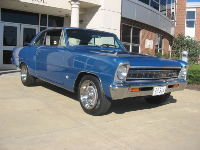Blue 1966 Chevrolet Nova Coupe with Black interior