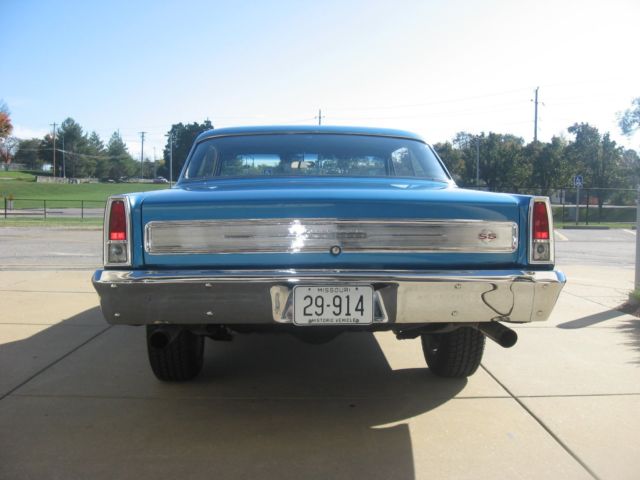 Blue 1966 Chevrolet Nova Coupe with Black interior