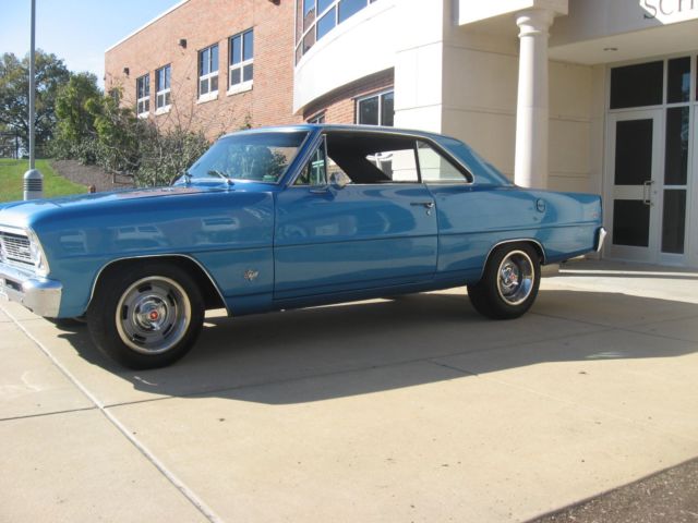 Blue 1966 Chevrolet Nova Coupe with Black interior