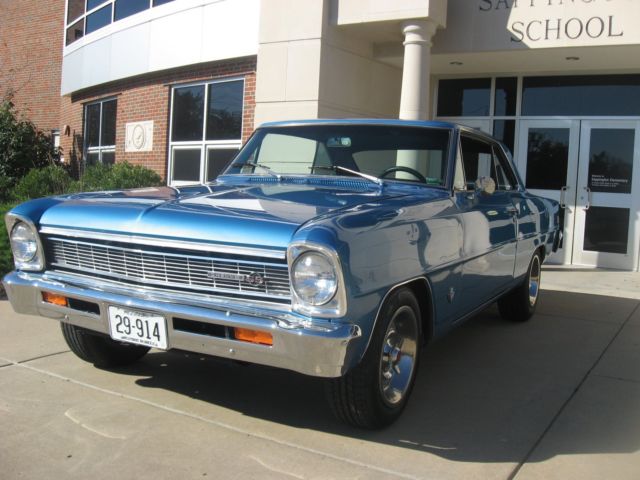 Blue 1966 Chevrolet Nova Coupe with Black interior
