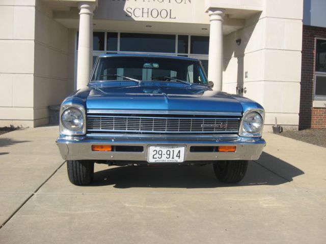 Blue 1966 Chevrolet Nova Coupe with Black interior