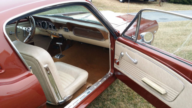Emberglow with Parchment strip 1966 Ford Mustang Fast back with Parchment interior