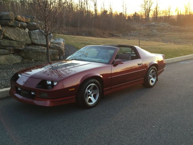 Dark Red Metallic 1988 Chevrolet Camaro T-TOP with Gray interior