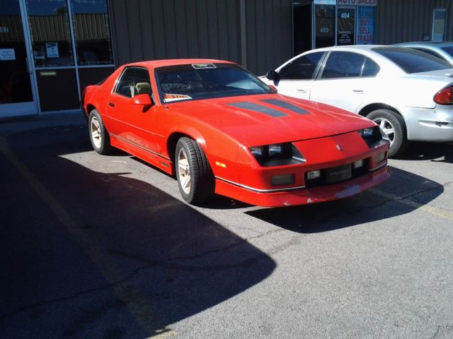 Red 1987 Chevrolet Camaro Coupe with Tan interior
