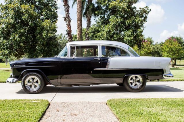 Black/Silver 1955 Chevrolet Bel Air/150/210 2 Door Post with Black interior