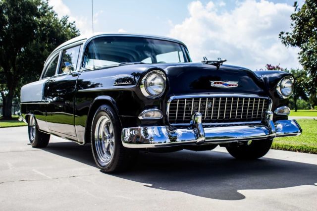 Black/Silver 1955 Chevrolet Bel Air/150/210 2 Door Post with Black interior