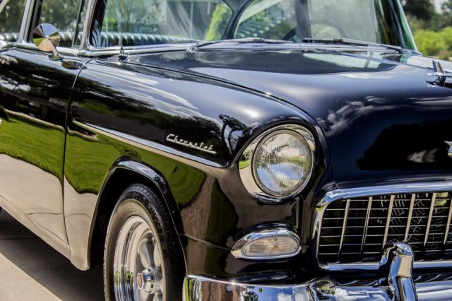 Black/Silver 1955 Chevrolet Bel Air/150/210 2 Door Post with Black interior
