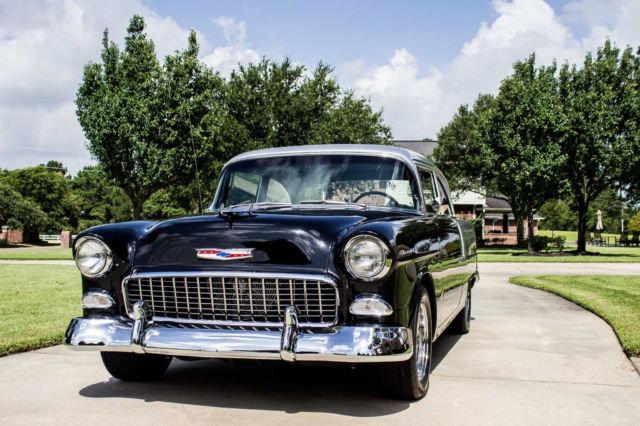 Black/Silver 1955 Chevrolet Bel Air/150/210 2 Door Post with Black interior