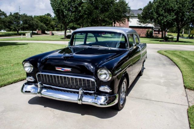Black/Silver 1955 Chevrolet Bel Air/150/210 2 Door Post with Black interior