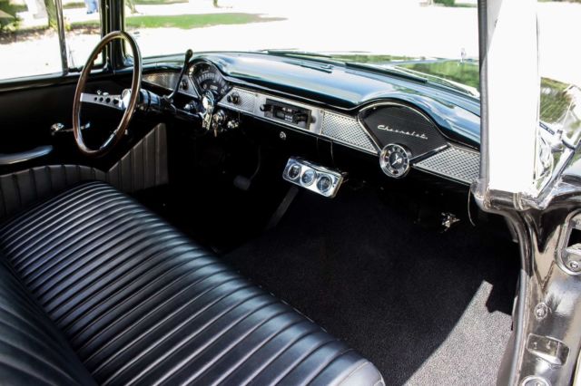 Black/Silver 1955 Chevrolet Bel Air/150/210 2 Door Post with Black interior