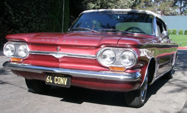 Metallic Burgandy 1964 Chevrolet Corvair Convertible with Black interior