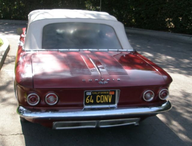 Metallic Burgandy 1964 Chevrolet Corvair Convertible with Black interior