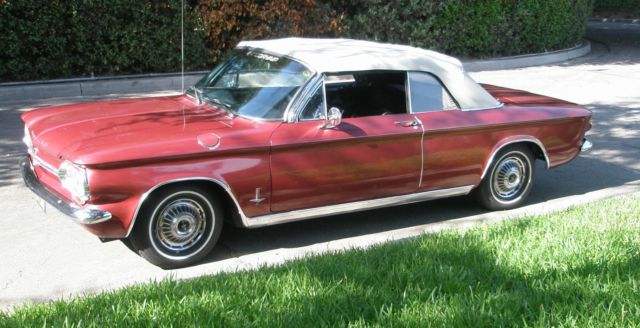 Metallic Burgandy 1964 Chevrolet Corvair Convertible with Black interior