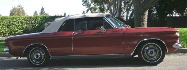 Metallic Burgandy 1964 Chevrolet Corvair Convertible with Black interior