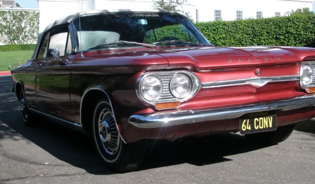 Metallic Burgandy 1964 Chevrolet Corvair Convertible with Black interior