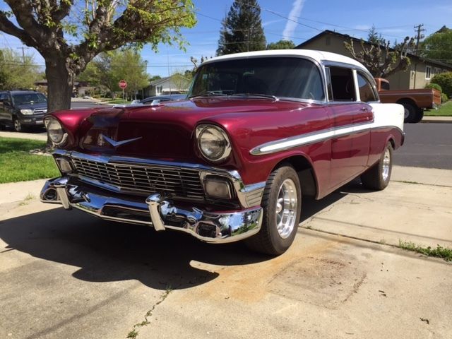 MAROON/WHITE 1956 Chevrolet Bel Air/150/210 2 DOOR with MAROON/WHITE interior