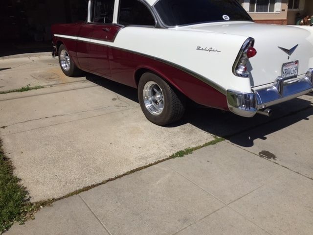 MAROON/WHITE 1956 Chevrolet Bel Air/150/210 2 DOOR with MAROON/WHITE interior