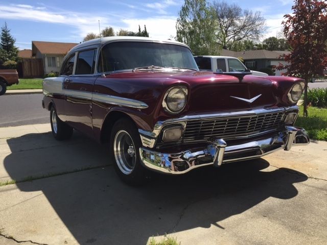 MAROON/WHITE 1956 Chevrolet Bel Air/150/210 2 DOOR with MAROON/WHITE interior