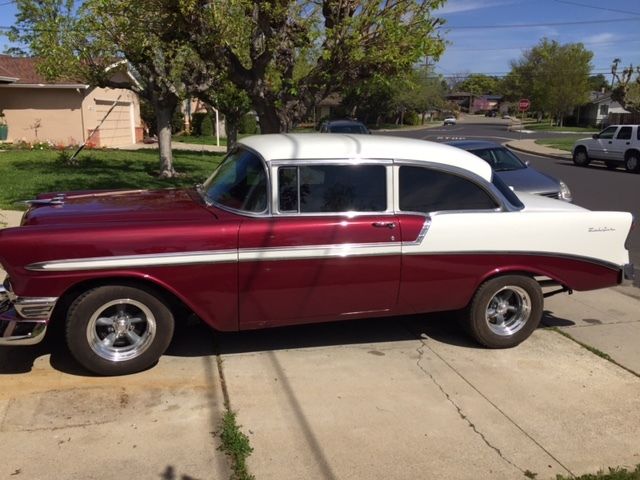 MAROON/WHITE 1956 Chevrolet Bel Air/150/210 2 DOOR with MAROON/WHITE interior