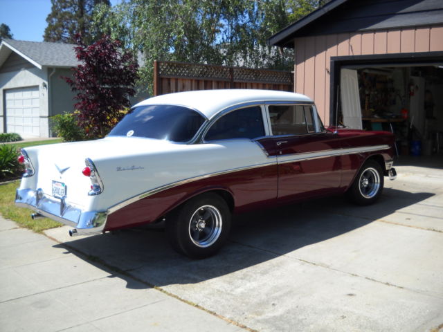 MAROON/WHITE 1956 Chevrolet Bel Air/150/210 2 DOOR with MAROON/WHITE interior