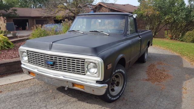 Black 1972 Chevrolet C-10 Standard Cab Pickup with Black interior
